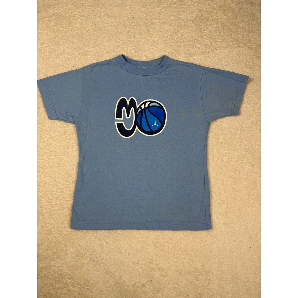 Jordan T-Shirt Kids Size 7 Blue vintage Graphic Jumpman Basketball Tee 90's y2k‎